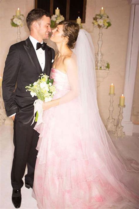 jessica biel pink wedding dress.